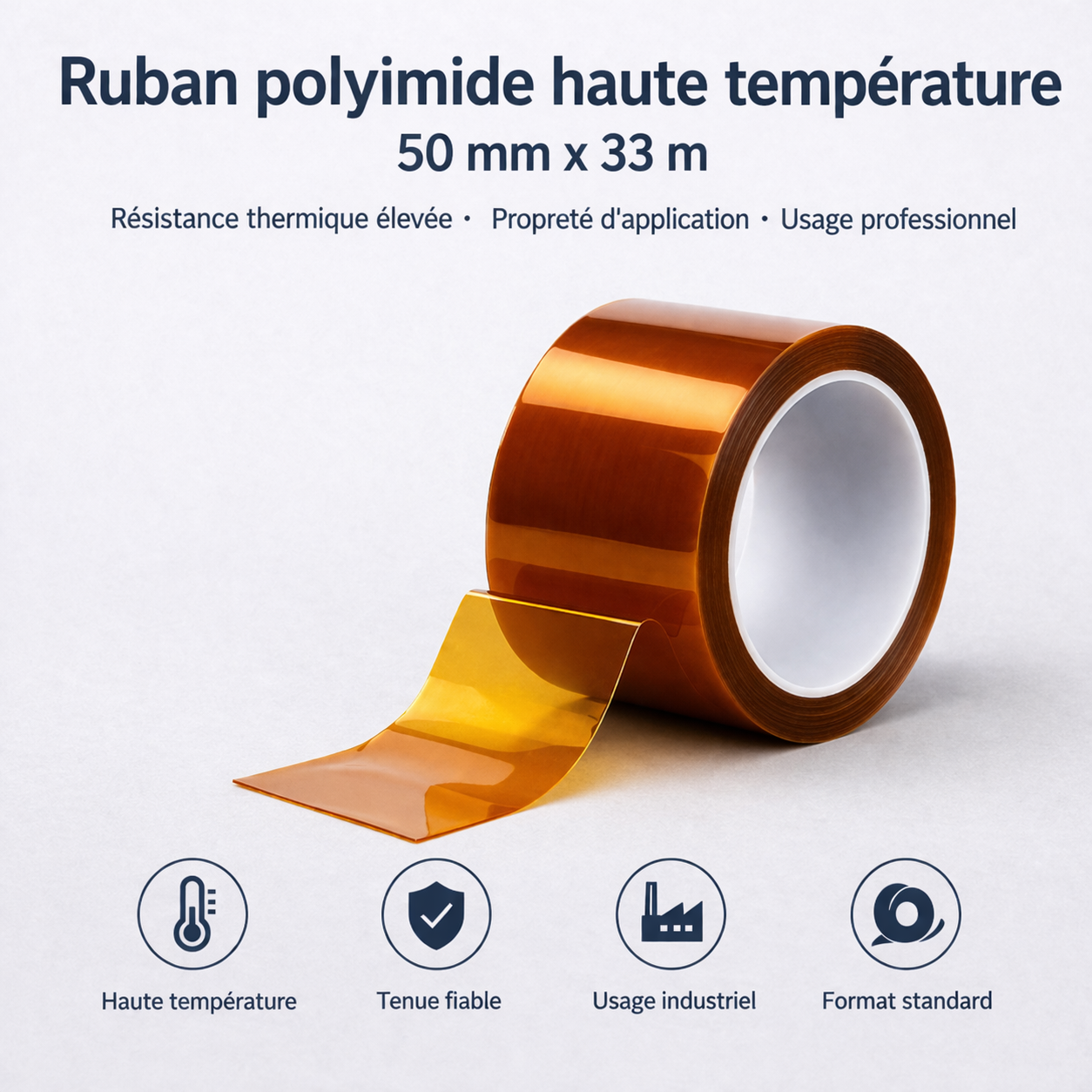 Ruban polyimide haute température – 50 mm x 33 m